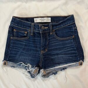 Abercrombie & Fitch Dark Blue Denim Jean Shorts Distressed